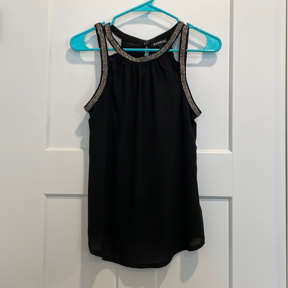 Express black top with silver beading